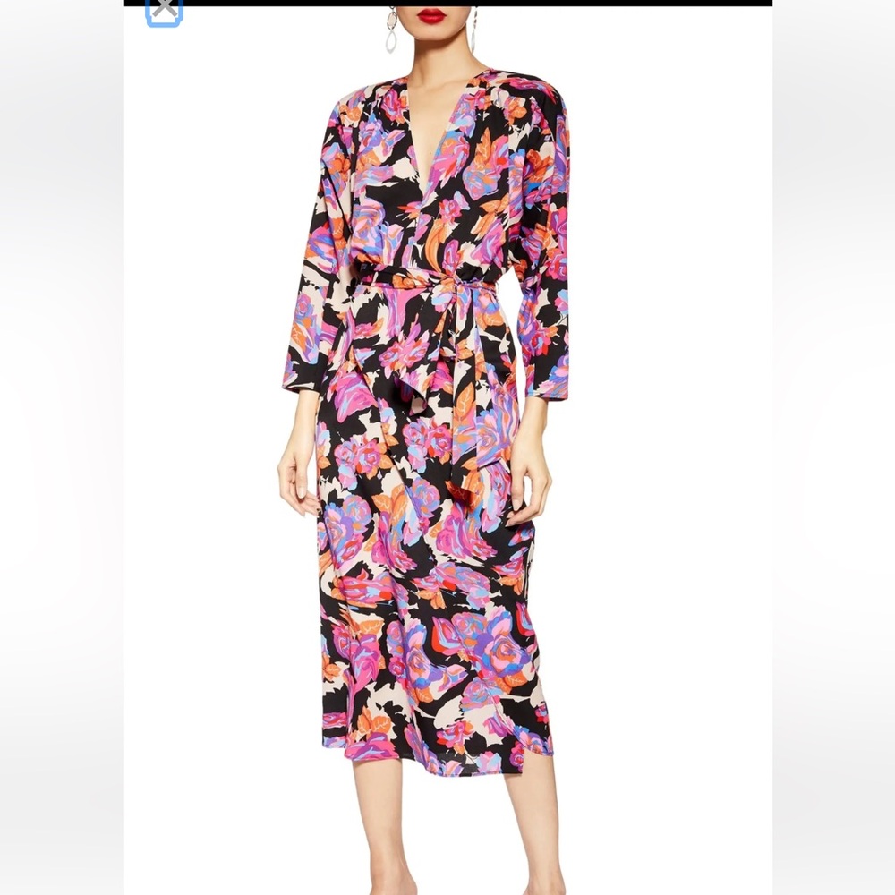 Top Shop Floral Faux Wrap Midi in size US 4
